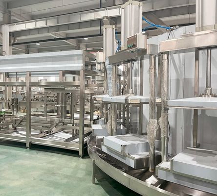 耐久性のある豆腐加工機械 400KG 容量と自動ディスクプレッサー